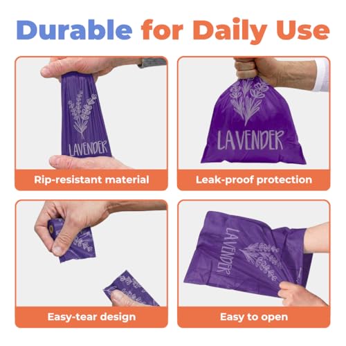 Image of Best Pet Supplies Dog Poop Bags for Waste Refuse Cleanup, Doggy Roll Replacements for Outdoor Puppy Walking and Travel, Leak Proof and Tear Resistant, Thick Plastic - Purple Lavender Scented, 150 Bags