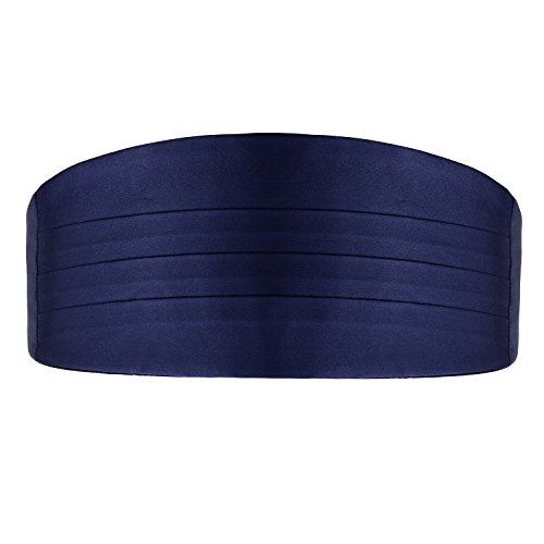 Bow Ties For Men Black Red White Royal Blue Purple Pink Green Navy Blue Burgundy Cummerbunds Pocket Squares Set (Navy Blue) #TOP4