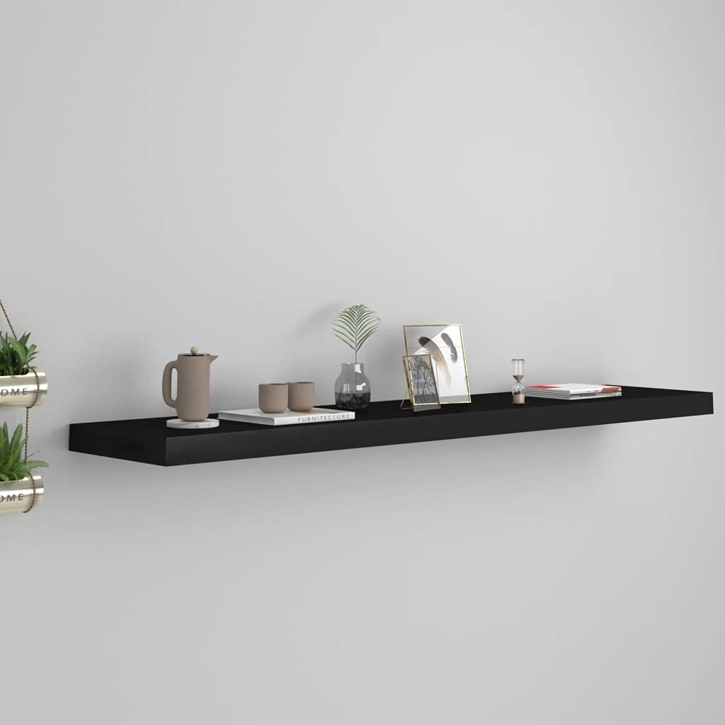 YUANCHUTOP Floating Shelves, Black Wall Mounted Shelf with Invisible Brackets Book Plant Display Rack Storage for Bathroom Living Room Bedroom Entryway Hallway, 120cm