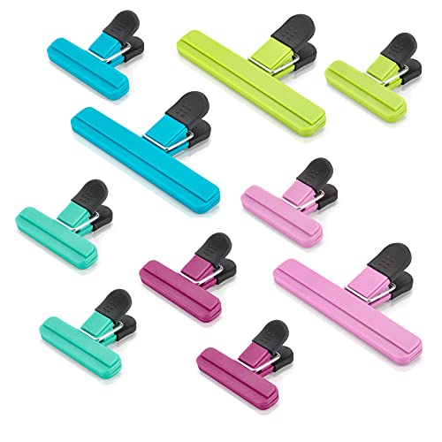 10PCS Large Chip Clips, Bag Clips, Food Clips, Sealing Clips (3 Large & 7 Small Size), Heavy Duty Bag Clips for Food Storage with Air Tight Seal Grip, PPKKAI
