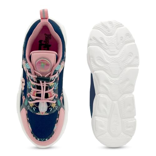 Image of Hopits GlowGetters Kids Girls and Boys Chunky Platform Shoes Sneakers | Floral Print LED Light-Up Sneakers | Lightweight Athletic Trainers Shoes