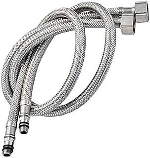 Pack of 2 Kitchen/Basin Monobloc Mixer Tap Connectors Flexi Pipes Tails British Standard Pipe M10 x1/2 Fitting 600mm Long (Silver Pipes)