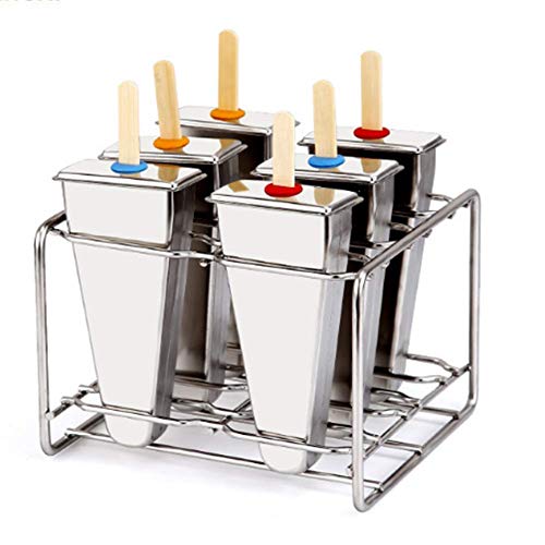 Edelstahl EIS am Stiel Formen und Rack, EIS Pop Mold mit 50 Holzstäbchen 20 Beutel und Reinigungsbürste, DIY EIS Formenbauer Gefrierschrank