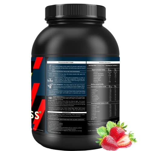 Image of SamFit Pro Gold Class Whey Protein | Chocolate Americana | 2.2 Lbs | 1kg | 24 Gram Protein per Scoop | USA made Whey (Strawberry, 1kg)