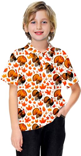 Image of AOBUTE Kids 4th of July Polo American Flag Short Sleeve Button Down Shirts Tops 3-14 Years