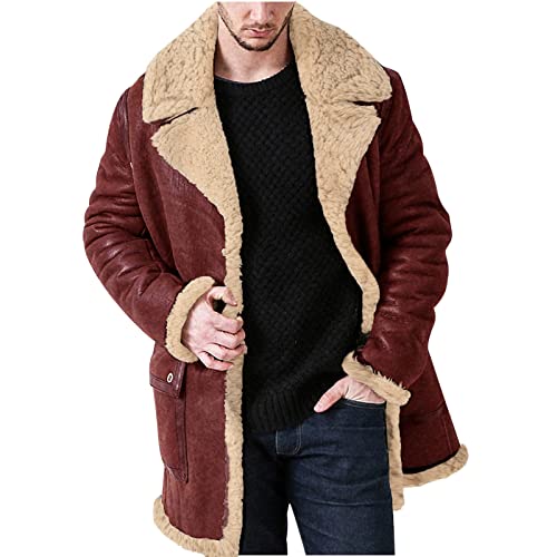Chaqueton Cargo Térmica Chaqueta Bomber Gruesa Para Hombre, Abrigos De Cuero, Casaca De Invierno Para Hombres, Chaqueta De Invierno Con Solapa De Moda Jersey Manga Larga Ajuste Chándales Longitud