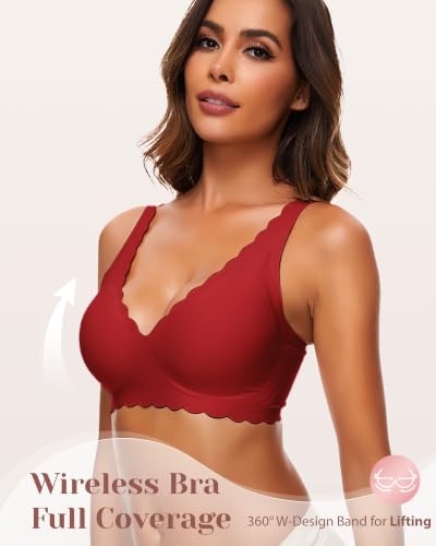 Image of Deep V Petal Bras for Women No Underwire Soft Wireless Bras Comfort Seamless Bralettes with Extender