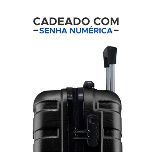 Mala de Bordo Pequena Bagagem de Avião Viagem ABS (Preto)