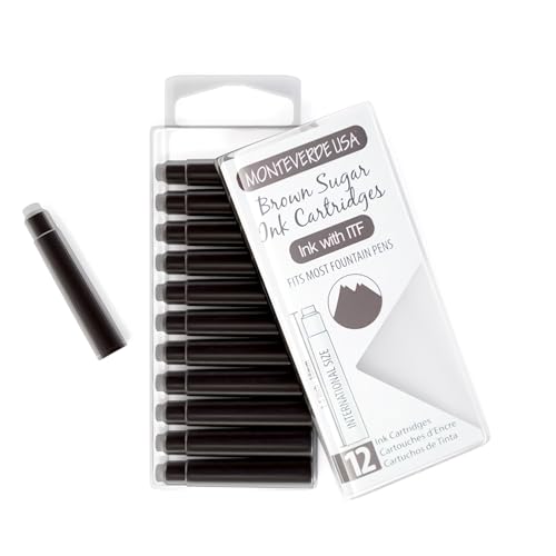Monteverde USA International Standard Ink Cartridges - Brown Sugar - Warm and Sophisticated Writing Ink, Compatible with Most Fountain Pens, 12-Pack Box