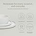 over&back 12-Piece Stackable Dinnerware Dish Set - Stoneware Dishes - Includes 4 Dinner Plates, 4 Salad Plates, 4 Cereal Bowls, and 4 Dinner Bowls - All-Occasion Place Settings - Semi-Matte White