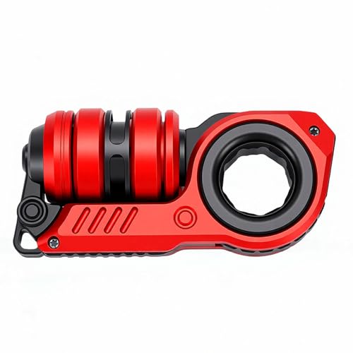 ZJchao Jouet Fidget Multifonctionnel 3 en 1 en Métal Rotatif, Outil Sensoriel du Bout des Doigts pour Le Bureau, Les Voyages en Plein Air, la Relaxation (Rouge Noir)