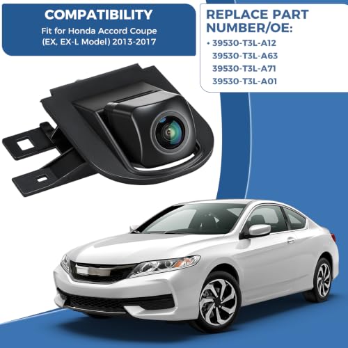 Image of Backup Camera 39530-T3L-A12 Fit for 2013-2017 Honda Accord Coupe EX, EX-L | Rearview Camera OE: 39530-T3L-A63, 39530-T3L-A71, 39530-T3L-A01