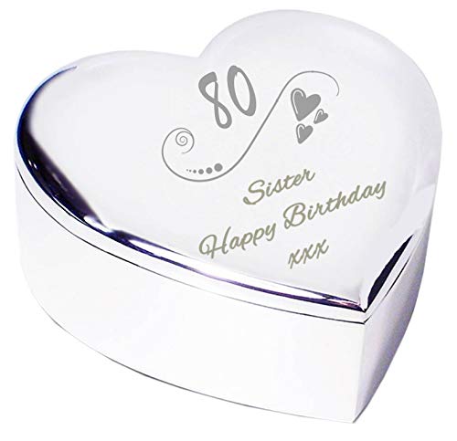 Chris Bag Of Goodies Sister 80th 80 Eighty Years Old Eightieth Birthday Heart Shaped Trinket Box Keepsake Idea