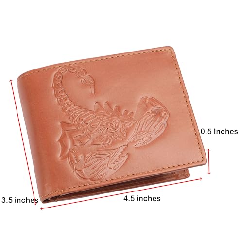 Leather Men's Wallet – Genuine Leather, Multiple Card Slots, Zipper Pocket, Slim Bifold Design, Elegant & Durable(Scorpion)2