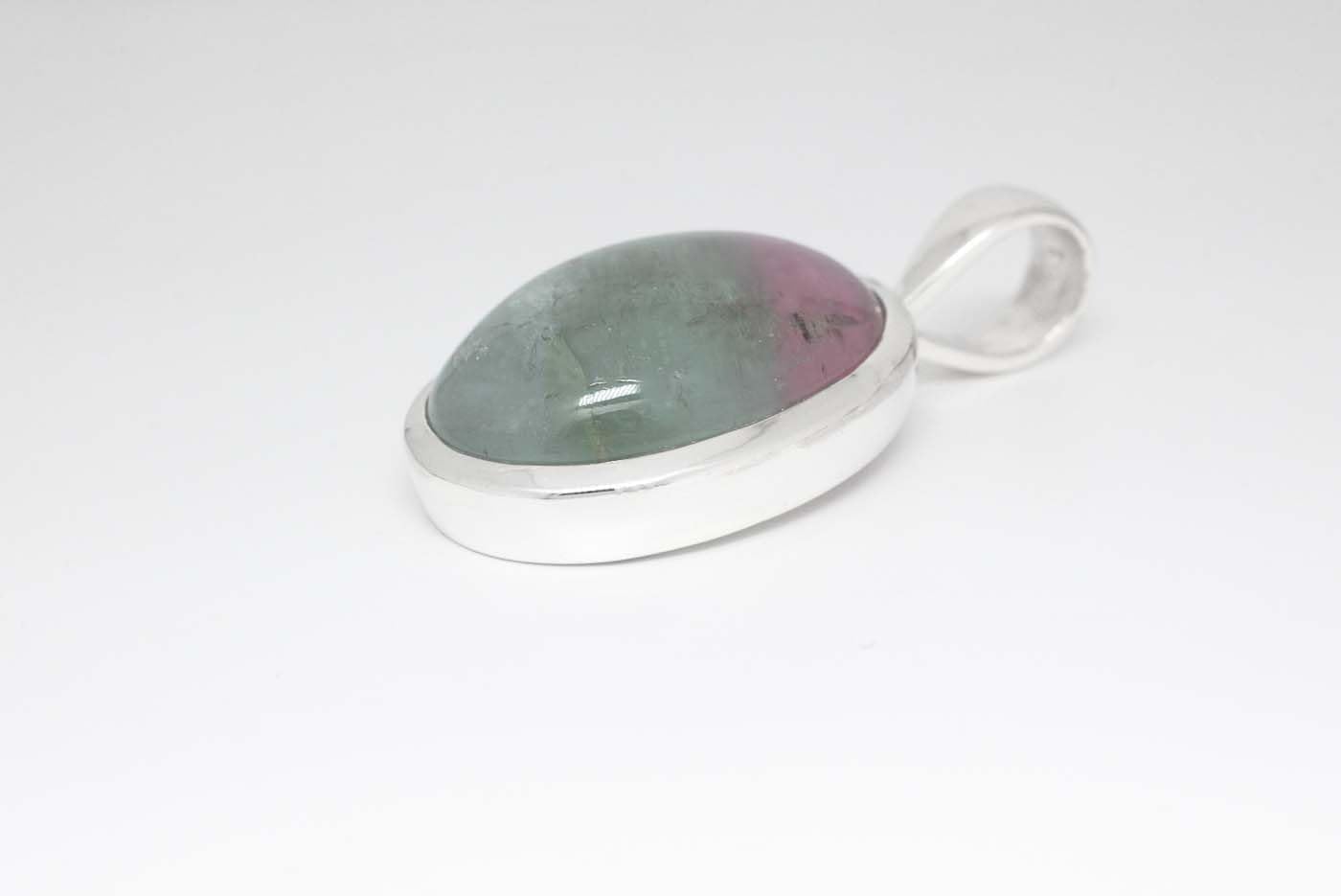 Wassermelonen Turmalin Silber Anhänger. Länge 34mm