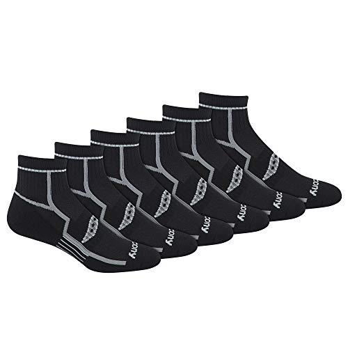 Image of Saucony Men's RunDry Bolt Performance Quarter Socks, Available in L-XL (6, 12 Pairs)