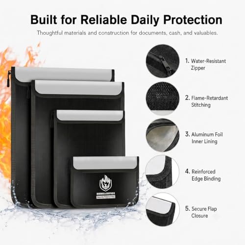 4 Pack Fireproof Document Bags