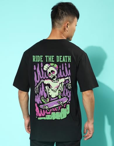 Image of Veirdo Cotton Drop Shoulder Round Neck Oversized Baggy Fit Front & Back Graphic Printed Half Sleeve T-Shirt Men (Available in from S to 2XL)