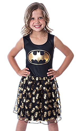 DC Comics Girls Batman Logo Tank Nightgown Costume Pajama Dress (6/6x) Black
