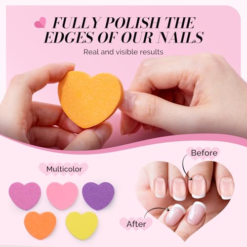 Image of MelodySusie Heart Shape Mini Nail Buffer Block,100 /180 Grit Double-Sided Sponge Nail File,Professional Nail Polishing Tools for Shaping and Smoothing,Suitable for Manicures and Pedicures,50 Pcs