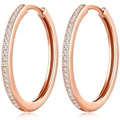 B2-24mm cz hoop earrings rose