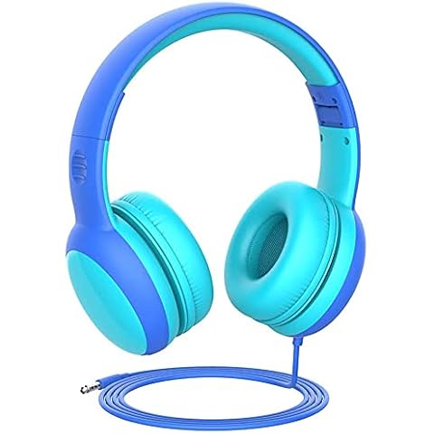 gorsun Kinderkopfhörer mit Kabel, Faltbare Kopfhörer für Kinder mit Dekorationsohren, verstellbare Leicht-Kopfhörer für Jungen und Mädchen-Blau Cover