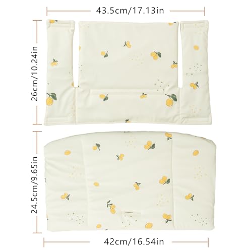 Image of Baby Cushion Set Soft and Comfort High Chair Cushion for Infant, Toddler High Chair Accessories Easy to Clean and Install, Lemon White