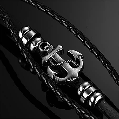 yesTGE Pulseira masculina vintage multicamadas trançadas à mão pulseiras de couro para homens e mulh