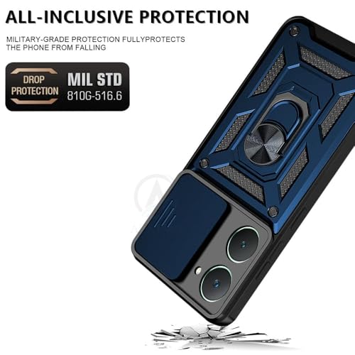 Image of AIBEX Back Cover for iQOO Z9 Lite /Vivo Y28S 5G / Vivo T3 Lite /Vivo Y18 / Vivo Y18e / Vivo Y18i / Vivo Y18t | D10 Tough Armor Case | Sliding Camera Shield | 360 Protection | Kickstand Holder