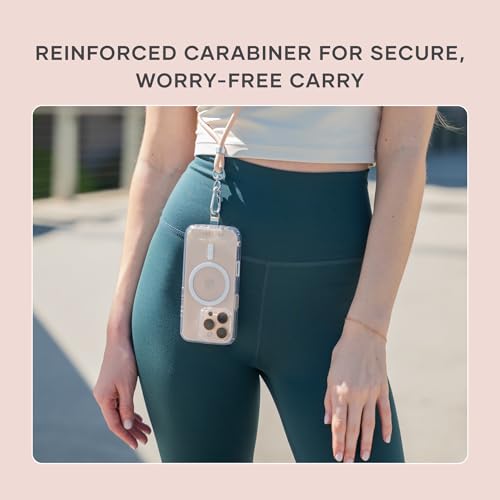 Image of Satechi OntheGo USB-C Lanyard Cable, 60W Fast Charging, 480Mbps Data Transfer, Built-in Crossbody Strap, Adjustable 1.5m / 4.9ft Braided Cord, USB-C to USB-C Cable for iPhone, Android - Desert Rose