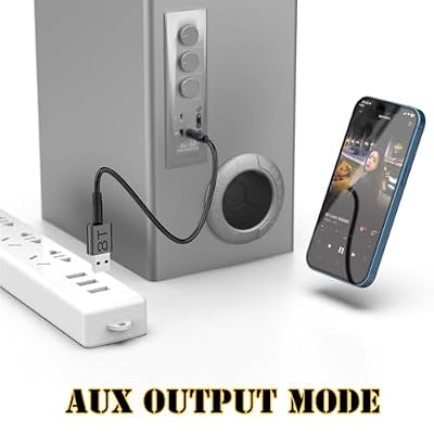 Mini 2-in-1 USB Bluetooth Receiver,Bluetooth 5.4 Wireless Audio Adapter 3.5mm Car Kit Music Receiver for Home/Car Stereo Sound System, Portable Speskers, (Aux in) with 3.5mm Cable