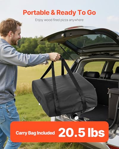 VEVOR Propan-Pizzaofen Outdoor 12 Zoll Gas-Pizzamaker, tragbarer Pizzakocher mit verdicktem Pizzastein & Tragetasche & klappbarem Bein, Pizzaofen für Camping im Freien Hinterhof Terrasse, Schwarz