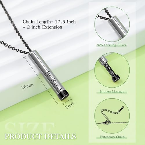 Be Kind Of A B Necklaces with Card - Hidden Message Necklace, Inspirational Square Tubes Pendant, To Best Friend Necklace Sorority Sisters Friendship Gift Jewelry2