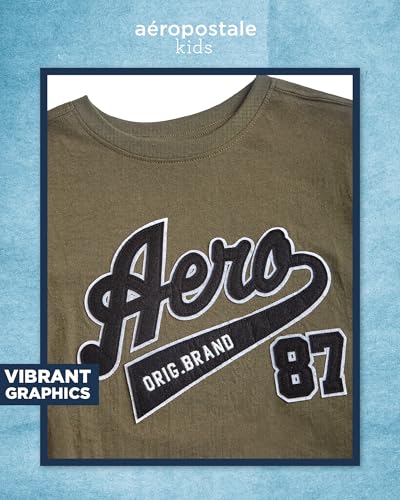 AEROPOSTALE Boys Graphic Tees - Soft Cotton Blend Boys Shirts - Short Sleeve Crewneck T-Shirts with Logo Print (4-16)3