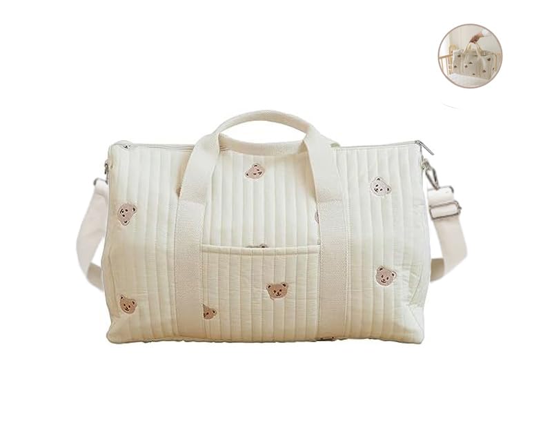Generisch Embroidery Baby Changing Bag, elegante borsa da viaggio in cotone, grande capacità, borsa da viaggio, borsa per la mamma, borsa per la mamma, borsa portatile leggera, borsa per la mamma con