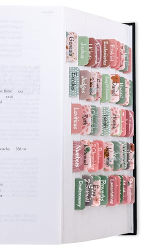 Bible Tabs for Women & Men, Laminated Bible Tabs for Study Bible, Boho Theme Bible Tabs for Easy Navigation, Simplify Your Bible Reading Experience with Easy-to-Use Indexing Tabs, Pink Floral