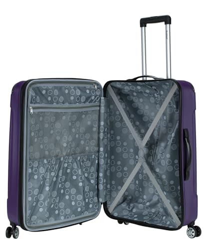 Image of Rockland London Hardside Expandable Spinner Wheel Luggage, Purple, Checked-Large 28-Inch