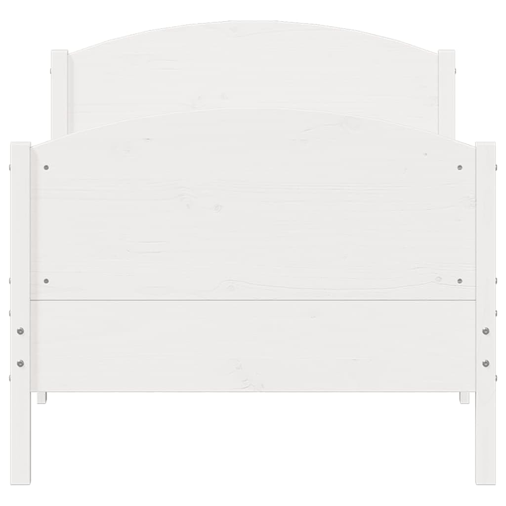 vidaXL Estructura de Cama con Cabecero, Somier de Listones de Invitados, Armazón de Cama, Mueble para Dormitorio, Madera de Pino Blanco 90x190 cm