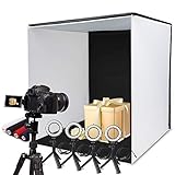 [page_title]-SAMTIAN Fotostudio 60x60x60cm, faltbar Fotobox Lichtzelt mit 4 Ringlichtern, 5 Stativen und 4 farbigen Hintergründen (rot, schwarz, weiß, blau)
