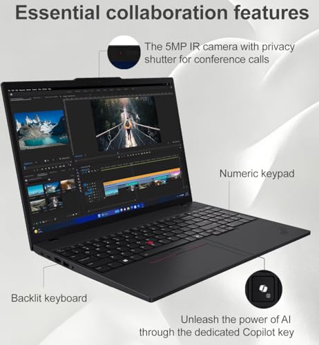 Image of Lenovo ThinkPad T16 Gen 4 Business AI Laptop (16 inch FHD+, AMD Ryzen AI 7 PRO 350 (> Intel Ultra 7 255U), 32GB DDR5, 1TB SSD) Copilot+ PC, 2x Thunderbolt 4, Backlit, Fingerprint, IR Webcam, Win 11 Pro