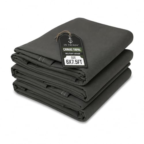 Image of 1200 GSM Extreme Power Canvas Tirpal - Industrial-Grade Waterproof Resistance Canvas Tarpaulin | Extra Thick, Tear-Proof & UV Shielded | Built for Heavy Commercial Use (Grey, 6 X 7.5 FT)