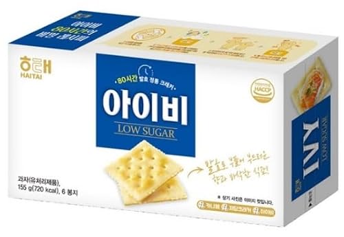 IVY Korean Low Sugar Crackers 155g (6 Packs per Box) – Light & Savory Snack, Perfect with Cheese, Jam, or Wine – Made in Korea