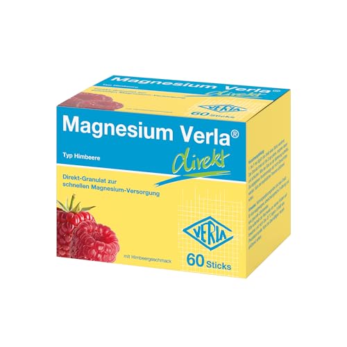 Magnesium Verla direkt Himbeere 150 mg Magnesiumcitrat als praktische Direkt-Sticks für eine schnelle Magnesium-Versorgung ideal für unterwegs zucker- & glutenfrei 60 St