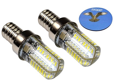 HQRP 2-Pack E12 Base 64 SMD3014 LED Bulbs AC 110V Cool White for microwave / refrigerator / ice maker / fridge / beverage center lights plus HQRP Coaster