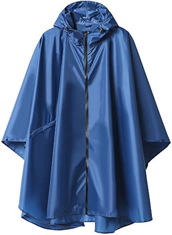 SaphiRose Rain Poncho Jacket Coat Hooded for Adults with Pockets