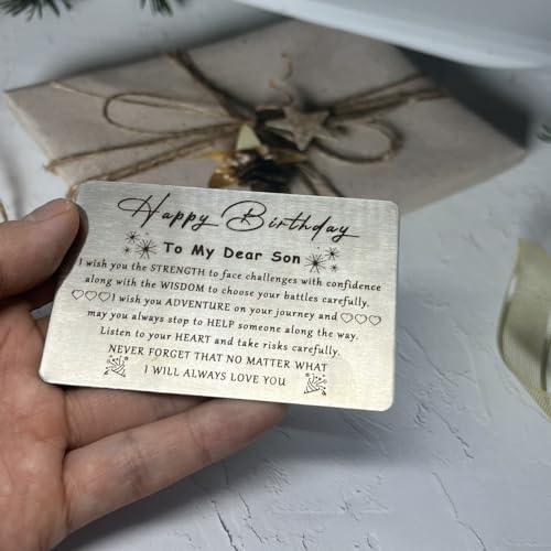 Happy Birthday Gifts Engraved Wallet Card For Son From Mom, Dad - I Will Alway Love You, Gifts Ideas For Teens Teenager, 10 11 12 13 14 15 16 17 18 19 20 21 Year Old Boy Birthday3