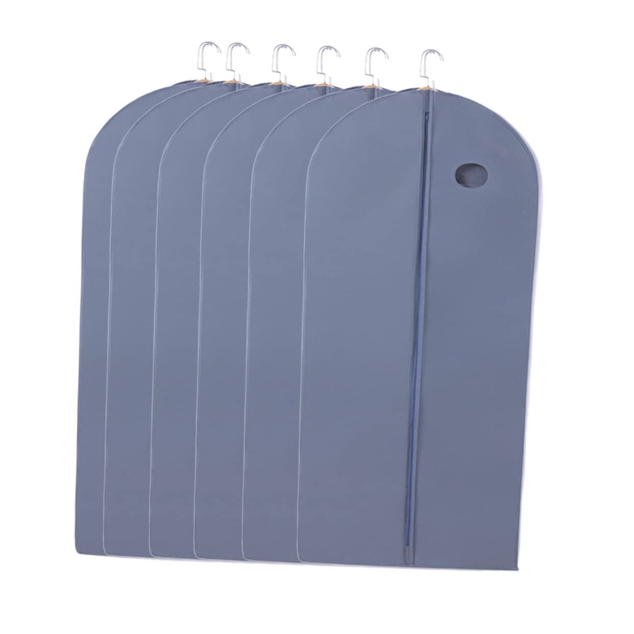 KOMBIUDA 6 Fundas Protectoras de Ropa Transpirables para Trajes y Abrigos, Almacenamiento Organizado y Protección Polvo, Color Gris