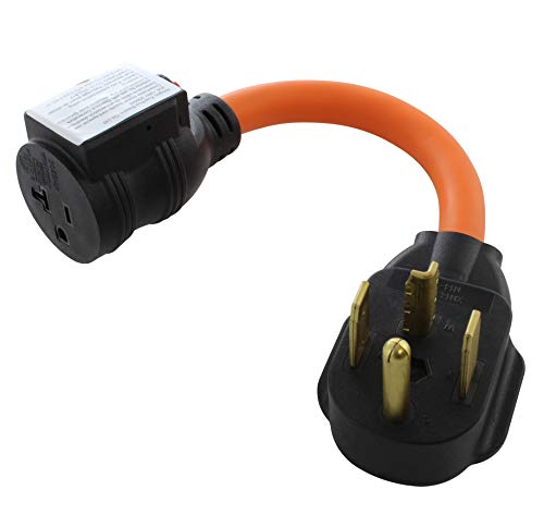 AC WORKS 4-Prong 220-Volt Plug to 120-Volt 15/ 20Amp Household Female Adapter Cord (4-Prong Dryer Outlet to Household W/Breaker)