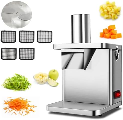 Heavy Duty 300W Commercial Vegetable Cube Cutting Machine, Electric Slicer & Dicer for Fruits, Onions, Potatoes - 5 Dicing Sizes for Quick Food Preparation