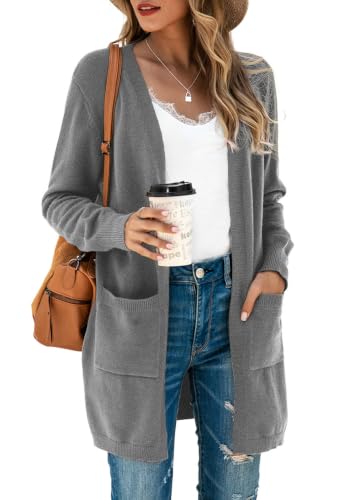 Image of TASAMO Cardigan Sweaters for Women Long Sleeve Open Front Casual Knit Fall Coat Oversized Soft Outwear with Pockets